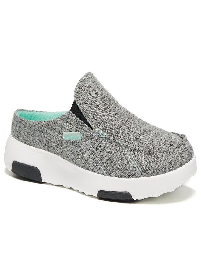 OrthoComfoot Women's Orthopedic Slip-On Loafers Slippers Shoes: Plantar Fasciitis Slippers for Metatarsalgia, Breathable Canvas Mules for Plantar Fasciitis Grey Green Size 9 - Image 1